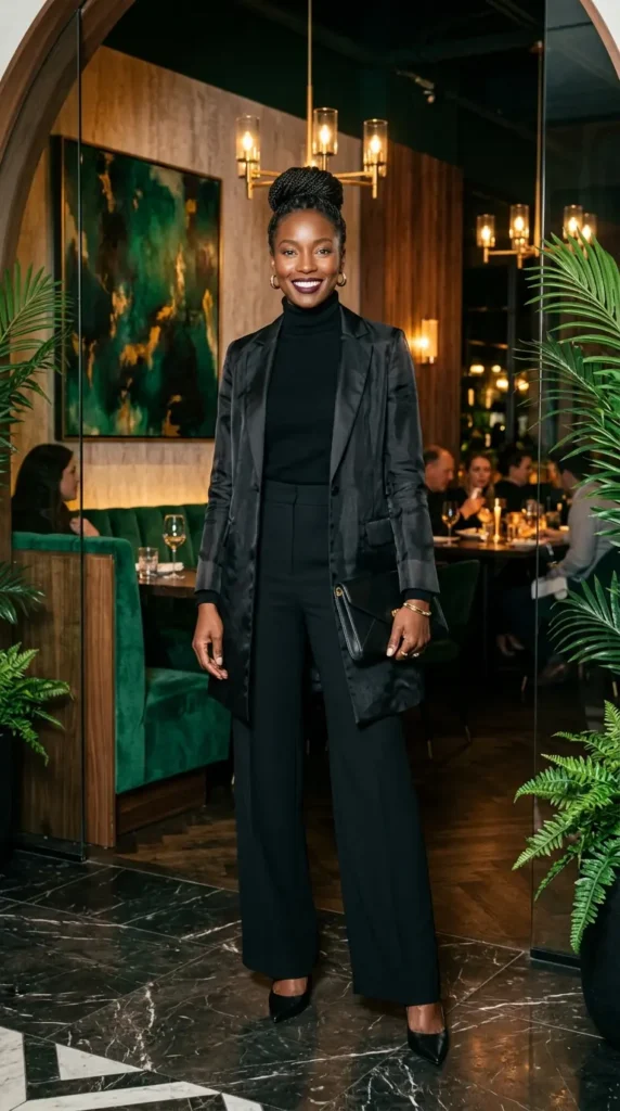 Chic All-Black Monochrome Dinner Outfit