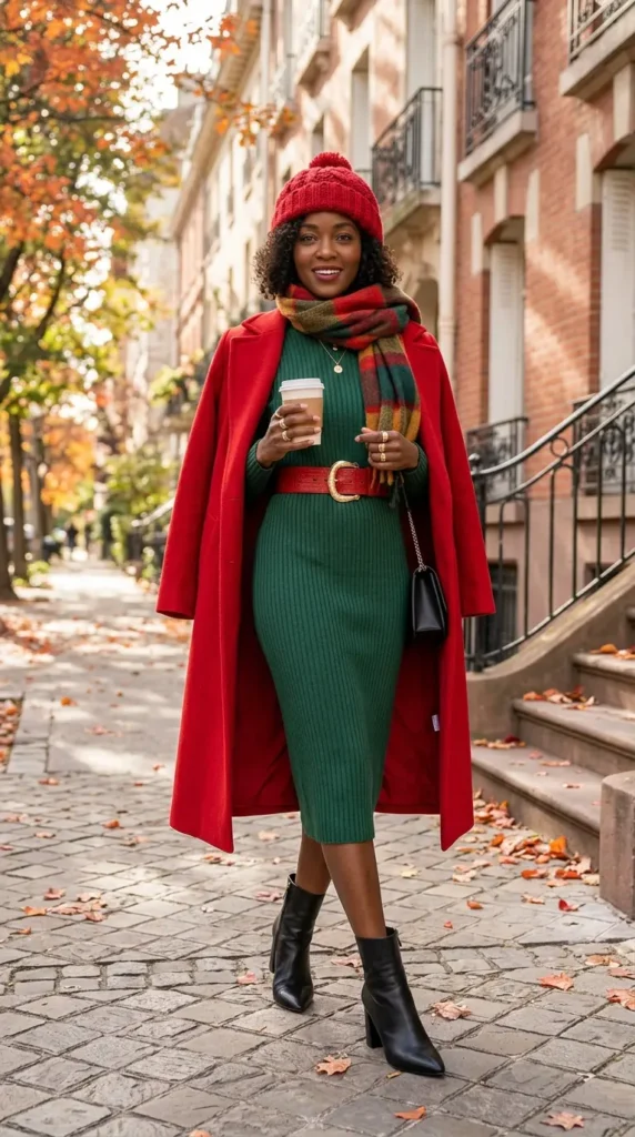 Cozy Sweater Dress with Ankle Boots