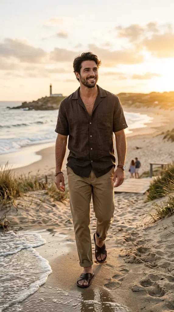 Cuban Collar Shirt with Relaxed Chinos