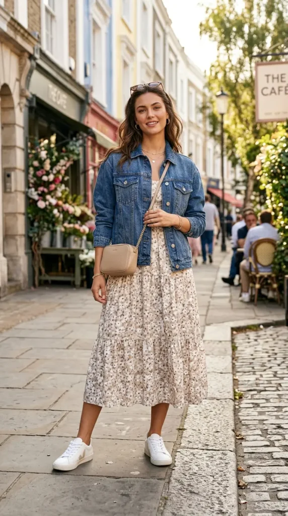 Denim jacket with sundress combo