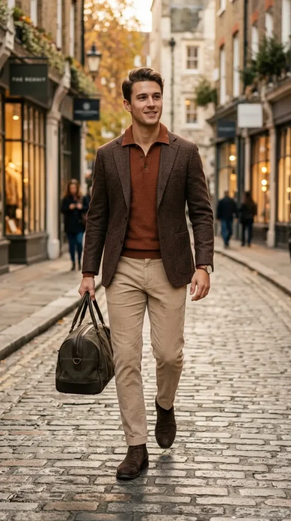 Earth-tone outfit with suede boots