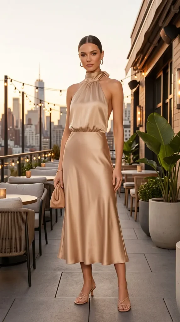 Elegant Halter Neck Dress for Rooftop Dates