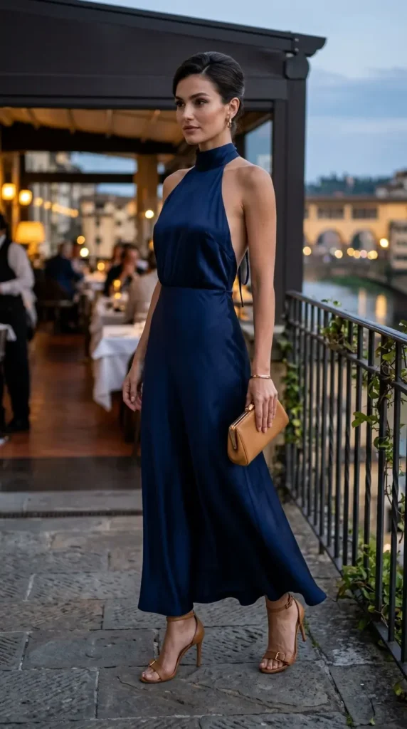 Halter Neck Satin Dress for Fancy Dinners