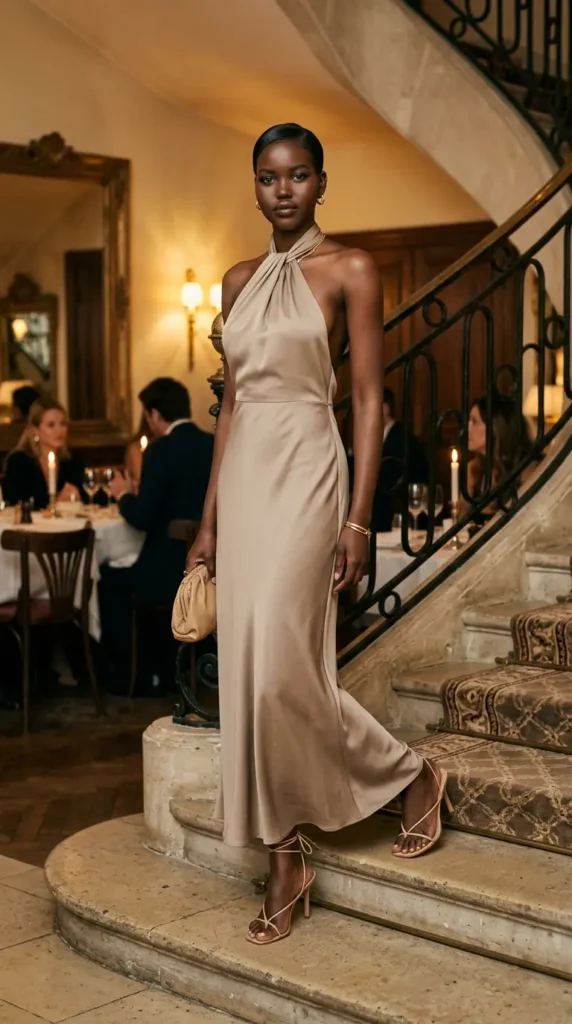 Halter neck dress for dinner dates