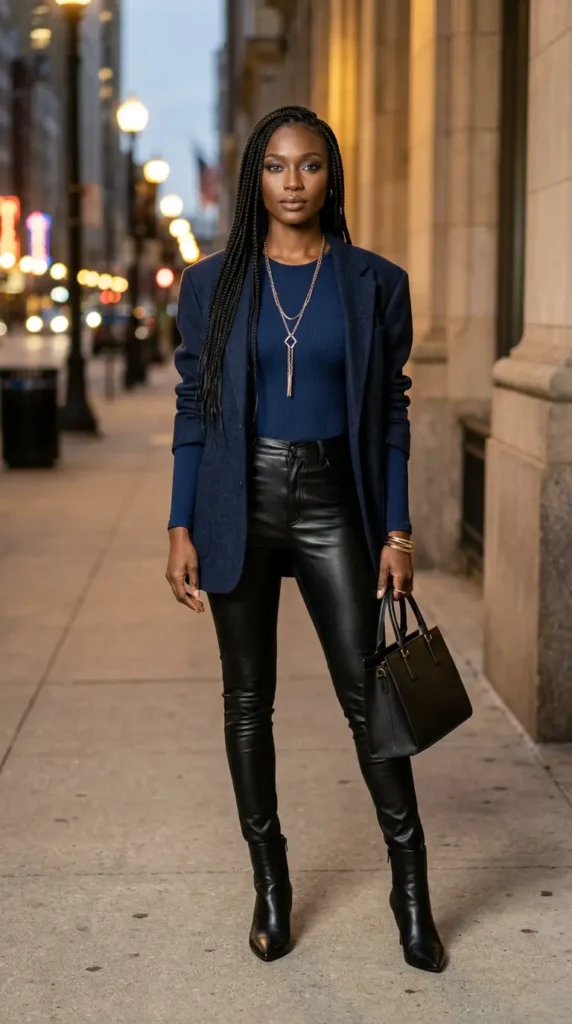 Leather Pants with Fitted Bodysuit