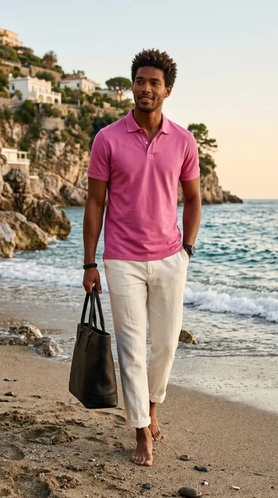 Lightweight Polo Shirt with Linen Pants