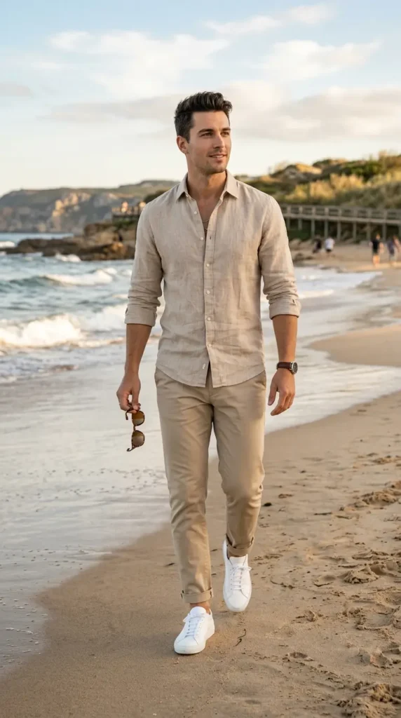 Monochrome Beige Outfit with Minimal Sneakers