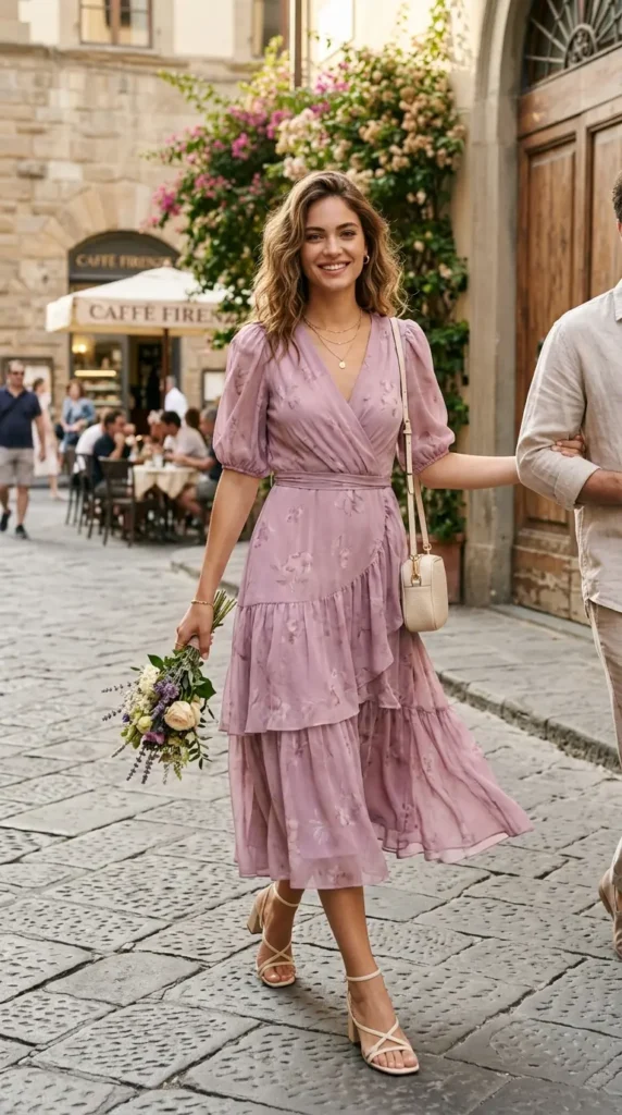 Soft Pastel Dress with Delicate Jewelry