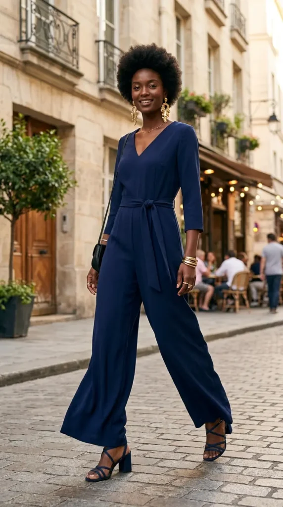 Wide-Leg Jumpsuit with Statement Earrings
