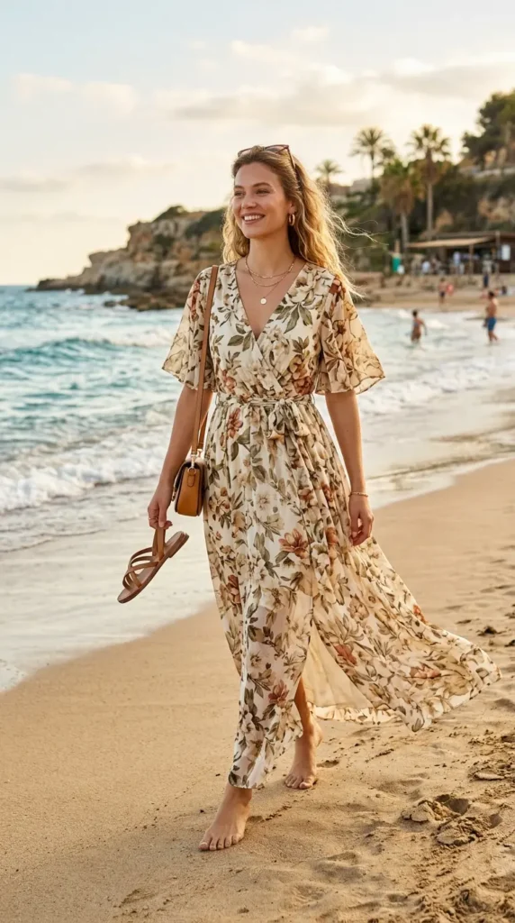 Flowy Floral Maxi Dress with Flat Sandals
